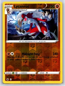 LYCANROC 074/159 RARE CROWN ZENITH POKEMON REVERSE HOLO NEAR MINT - Image 1