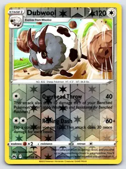 DUBWOOL 122/159 RARE CROWN ZENITH POKEMON REVERSE HOLO NEAR MINT - Image 1