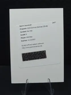 2025-26 Donruss Basketball- Will Riley Auto Redemption #9 - Image 1