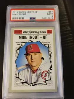 2019 Topps Heritage Mike Trout The Sporting News, #357 Angels MVP PSA 9 - Image 1
