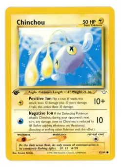 Chinchou 42/64 1st Edition Neo Revelation Pokemon Card - Image 1