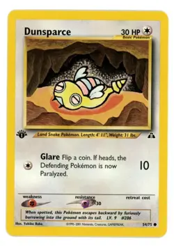Dunsparce 54/75 1st Edition Neo Discovery Pokemon Card - Image 1