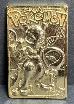 Pokemon Gold Mewtwo Card 1999 Burger King 23K Gold Plated Mewtwo Card - Image 1