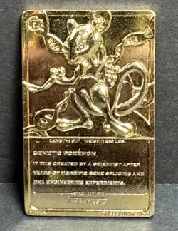 Pokemon Gold Mewtwo Card 1999 Burger King 23K Gold Plated Mewtwo Card - Image 2
