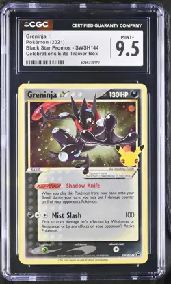 CGC 9.5 MINT+ Greninja Gold Star 2021 Black Star Promos SWSH144 Pokemon Card - Image 1