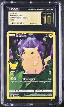 CGC 10 PRISTINE Pikachu 2021 Celebrations 005/025 Holo Pokemon Card - Image 1