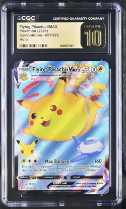 CGC 10 PRISTINE Flying Pikachu VMAX 2021 Celebrations 007/025 Holo Pokemon Card - Image 1