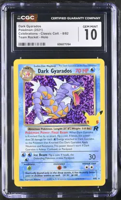 CGC 10 Dark Gyarados 2021 Celebrations Classic Collection 8/82 Holo Pokemon Card - Image 1