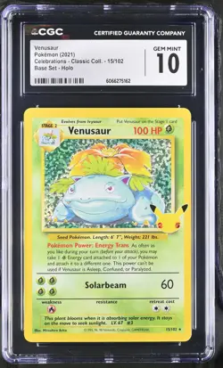 CGC 10 Venusaur 2021 Celebrations Classic Collection 15/102 Holo Pokemon Card - Image 1