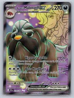 Arven's Mabosstiff ex 218/182 Ultra Rare Destined Rivals Pokemon Holo Near Mint - Image 1
