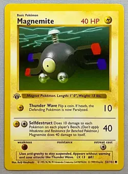 Pokemon 1st EDITION Shadowless Magnemite #53/102 - 1999 Base Set - LP W/Indent - Image 1
