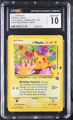 CGC 10 ____'s Birthday Pikachu Celebrations Classic Collection 24 Pokemon Card - Image 1
