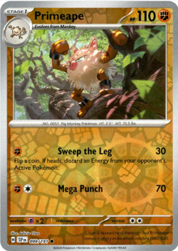 Primeape 099/191 | Surging Sparks | Common Reverse Holo | NM Pokemon Card - Image 1