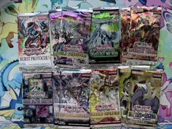 Mix Lot Of Yu-Gi-Oh! Booster Packs (12 Packs Total) + Promos/Sleeves - Image 1