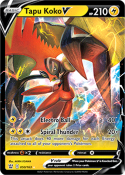 1x Tapu Koko V 050/163 ULTRA RARE Battle Styles Pokemon TCG Card NM - Image 1