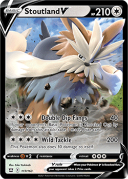 1x Stoutland V 117/163 ULTRA RARE Battle Styles Pokemon TCG Card NM - Image 1