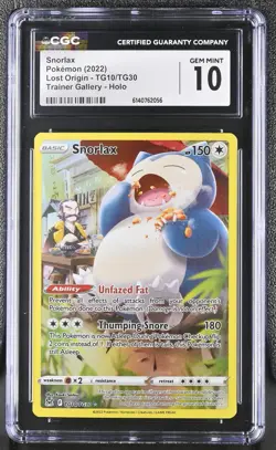 Snorlax TG10/TG30 Swsh11: Lost Origin Trainer Gallery Holo CGC 10 Gem Mint - Image 1