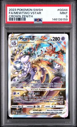 PSA 9 SEQUENTIAL SET - MEWTWO VSTAR #GG44 CROWN ZENITH & CHARIZARD #262 SWSH UPC - Image 2