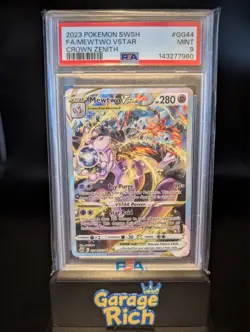 PSA 9 Mewtwo VStar GG44 Galarian Gallery Holo - Crown Zenith Pokemon TCG MINT - Image 1