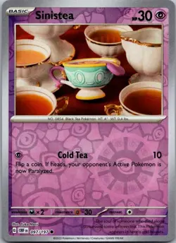 Sinistea 097/197 Common Obsidian Flames Pokemon Reverse Holo Lightly Played - Image 1
