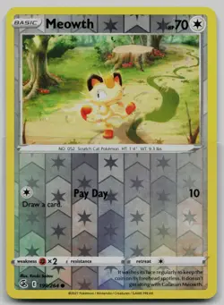 Meowth 199/264 Common Fusion Strike Pokemon Reverse Holo Near Mint - Image 1
