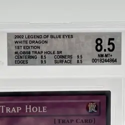 BGS 8.5 NM-MT+ Trap Hole LOB-058 Super Rare 1st Edition Yugioh Card - Image 3