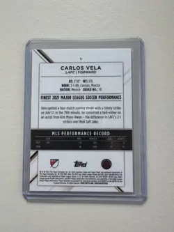 2022 Topps Finest MLS Carlos Vela #1 Soccer Card Major League Los Angeles FC LAF - Image 2