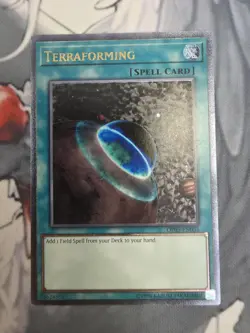 Yugioh TCG - Terraforming OP05-EN003 - Ultimate Rare EU Print - LP Small Scratch - Image 1
