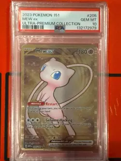 2023 Mew EX GOLD METAL 205/165 Scarlet & Violet 151 Promo Card Pokemon PSA 10 - Image 1