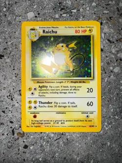 Pokemon TCG Cards Raichu 14/102 Base Set Holo Rare NM - Image 3