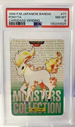 1996 POKEMON JAPANESE BANDAI CARDDASS VENDING #77 PONYTA PSA 8 - Image 1