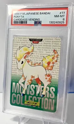 1996 POKEMON JAPANESE BANDAI CARDDASS VENDING #77 PONYTA PSA 8 - Image 2