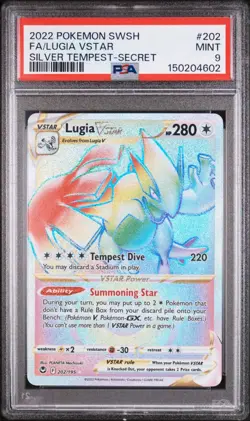 PSA 9 MINT 2022 POKEMON SWSH FA-LUGIA VSTAR #202 SILVER TEMPEST-SECRET - Image 1
