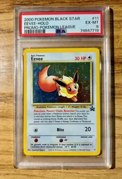 2000 Pokemon Black Star EEVEE HOLO PSA 6 PROMO Pokemon League EX-MT Pokemon #11 - Image 1