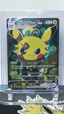 Pokemon TCG Meliodas Poncho Pikachu VCOS Cosplay Custom Full Art Shiny Holo Card - Image 1