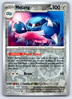 Metang 114/162 Common Temporal Forces Pokemon Reverse Holo NM/M - Image 1