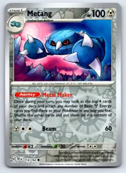 Metang 114/162 Common Temporal Forces Pokemon Reverse Holo NM/M - Image 1