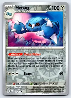 Metang 114/162 Common Temporal Forces Pokemon Reverse Holo NM/M - Image 1