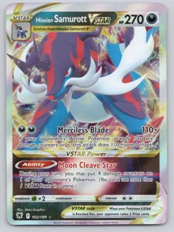 Hisuian Samurott VSTAR 102/189 Holo VSTAR Rare Astral Radiance Pokemon LP - Image 1