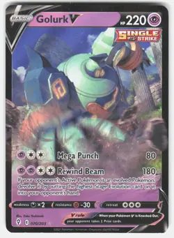 Pokemon tcg SWSH07: Evolving Skies Golurk V Near Mint or Better - Image 1