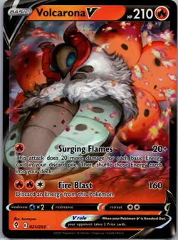Volcarona V 021/203 Evolving Skies Pokemon TCG Holo V Rare NM - Image 1