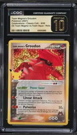 🔥 CGC 10 Pristine Team Magma's Groudon Celebrations Classic 2021 Pokemon 9/95 - Image 1