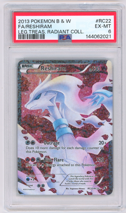 2013 POKEMON B & W LEGENDARY TREASURES RAD COLL #RC22 FULL ART RESHIRAM PSA 6 - Image 1