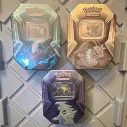 Pokemon TCG Triple Whammy Tin Lot of 3 Metal Tins Darkrai Slaking Tyranitar 2024 - Image 1
