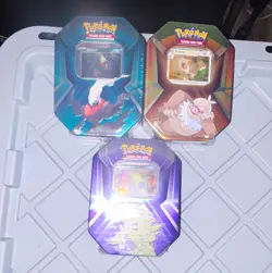 Pokemon TCG Triple Whammy Tin Lot of 3 Metal Tins Darkrai Slaking Tyranitar 2024 - Image 2