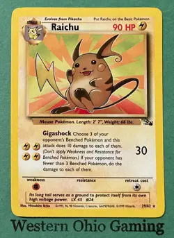 Pokemon TCG Raichu #29/62 Unlimited Rare READ CCG Fossil - Image 1