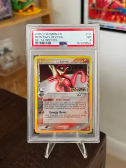Mewtwo 12/113 Reverse Holo Stamped EX Delta Species Pokemon TCG PSA 7 - Image 1
