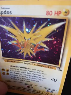 Zapdos Fossil Set 15/62 Shiny Holo Old Rare Pokemon Card 1999 - Image 2