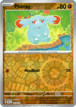 Phanpy 102/191 | Surging Sparks | Common Reverse Holo | NM Pokemon Card - Image 1