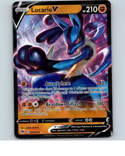 Lucario V 027/073 Holo V Rare Champion's Path Pokemon Near Mint - Image 1